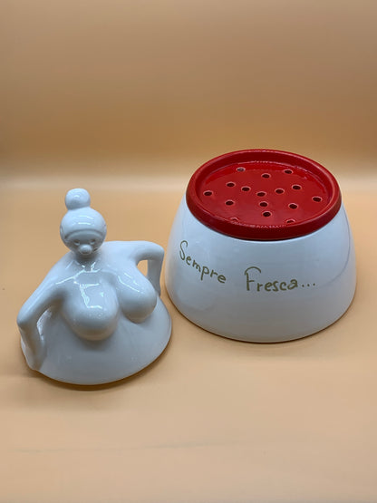 Portamozzarella Tina in ceramica, capacità 800ml col. Rosso