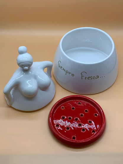 Portamozzarella Tina in ceramica, capacità 800ml col. Rosso