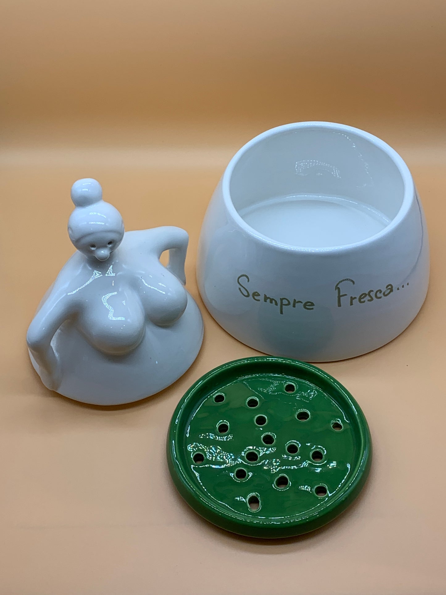 Portamozzarella Tina in ceramica, capacità 800ml col. Verde