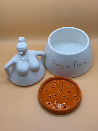 Portamozzarella Tina in ceramica, capacità 800ml col. Arancio