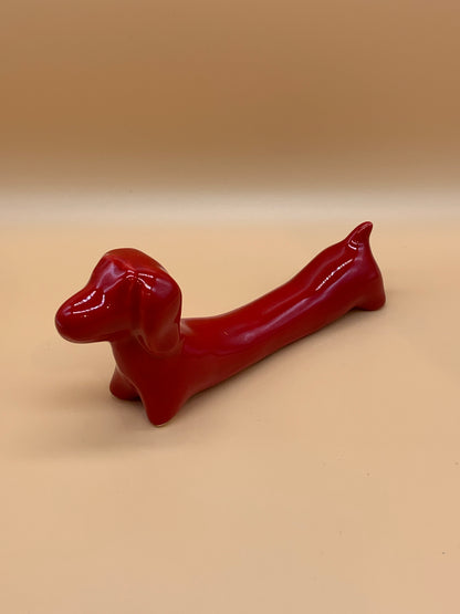 Poggiaposate Cane Bassotto Manolo in ceramica col. Rosso