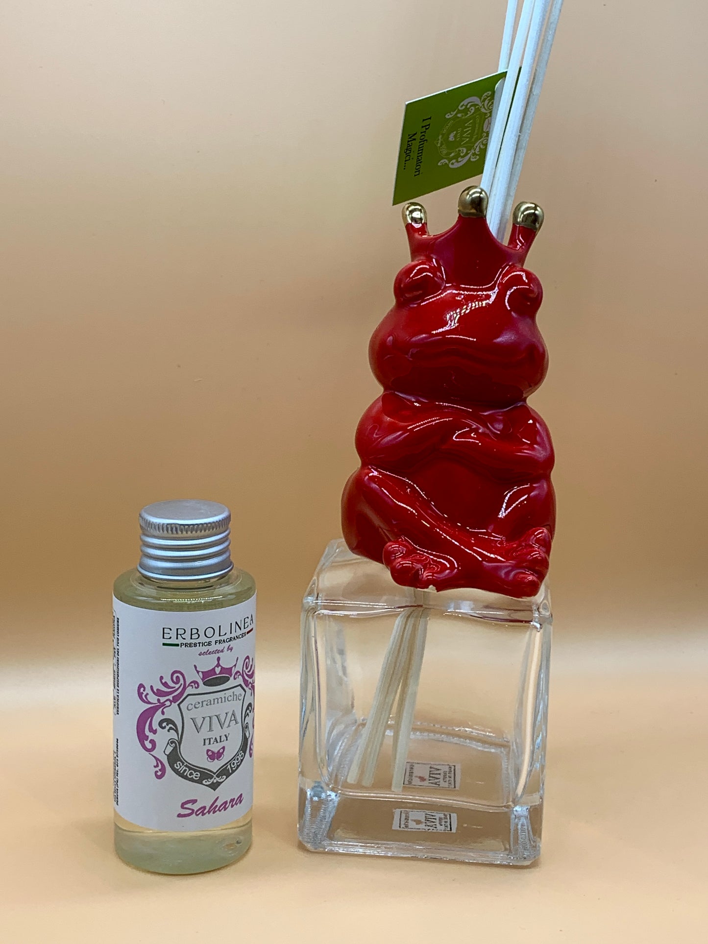 Prince diffusore Ceramiche Viva con bastoncini col. Rosso