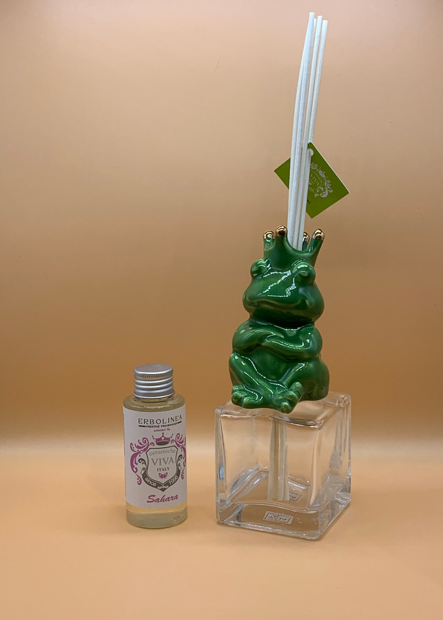 Prince diffusore Ceramiche Viva con bastoncini col. Verde