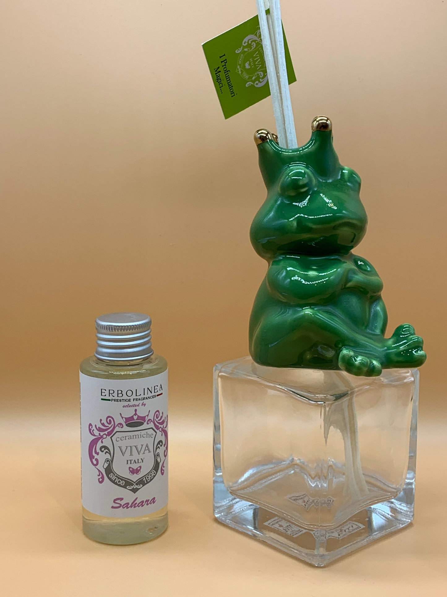 Prince diffusore Ceramiche Viva con bastoncini col. Verde