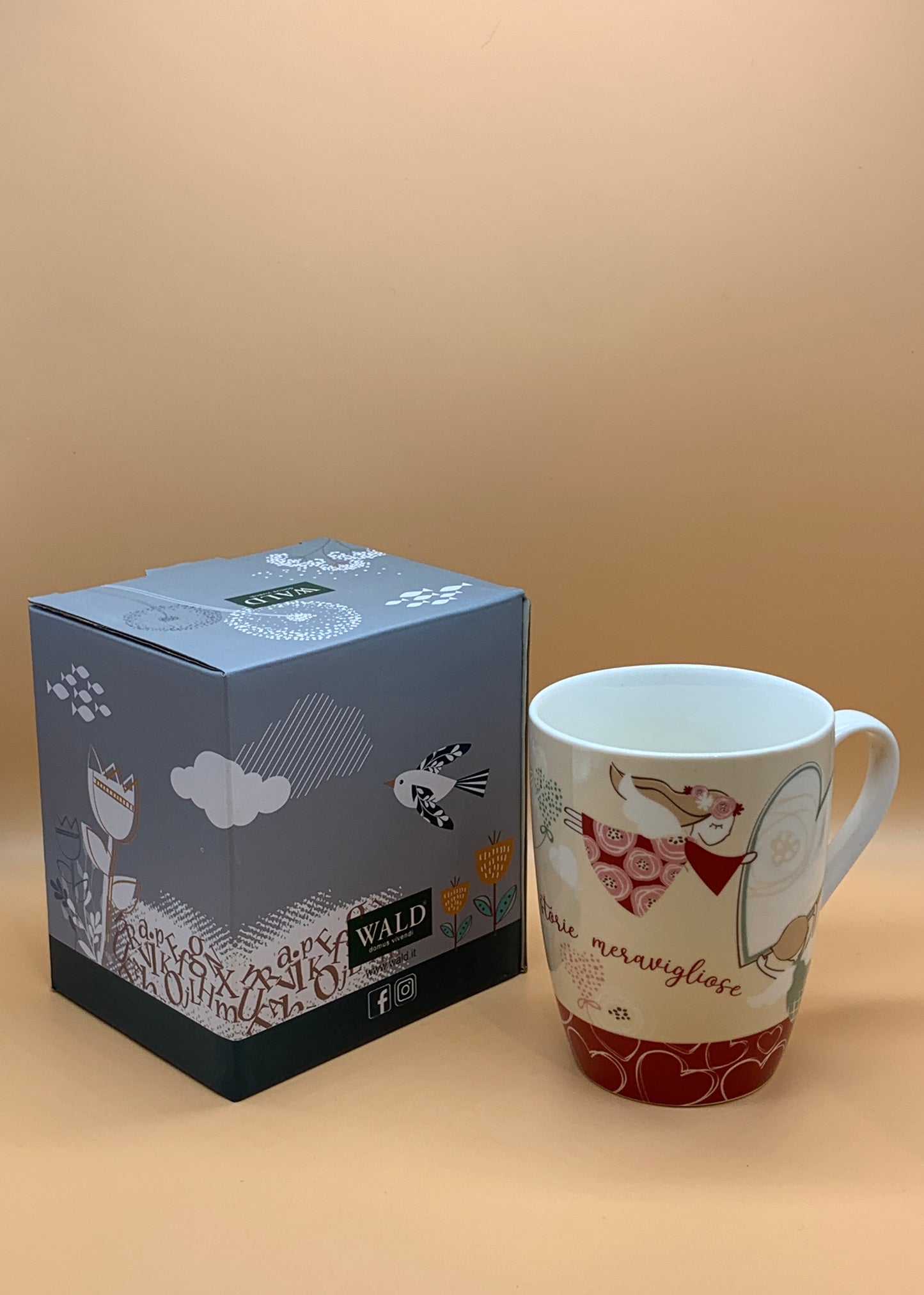 Tazza WALD in porcellana decoro Cuore col. Beige