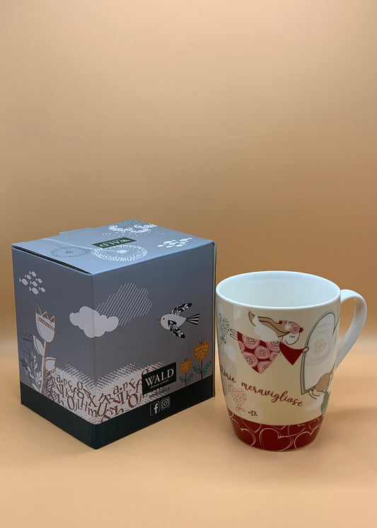 Tazza WALD in porcellana decoro Cuore col. Beige