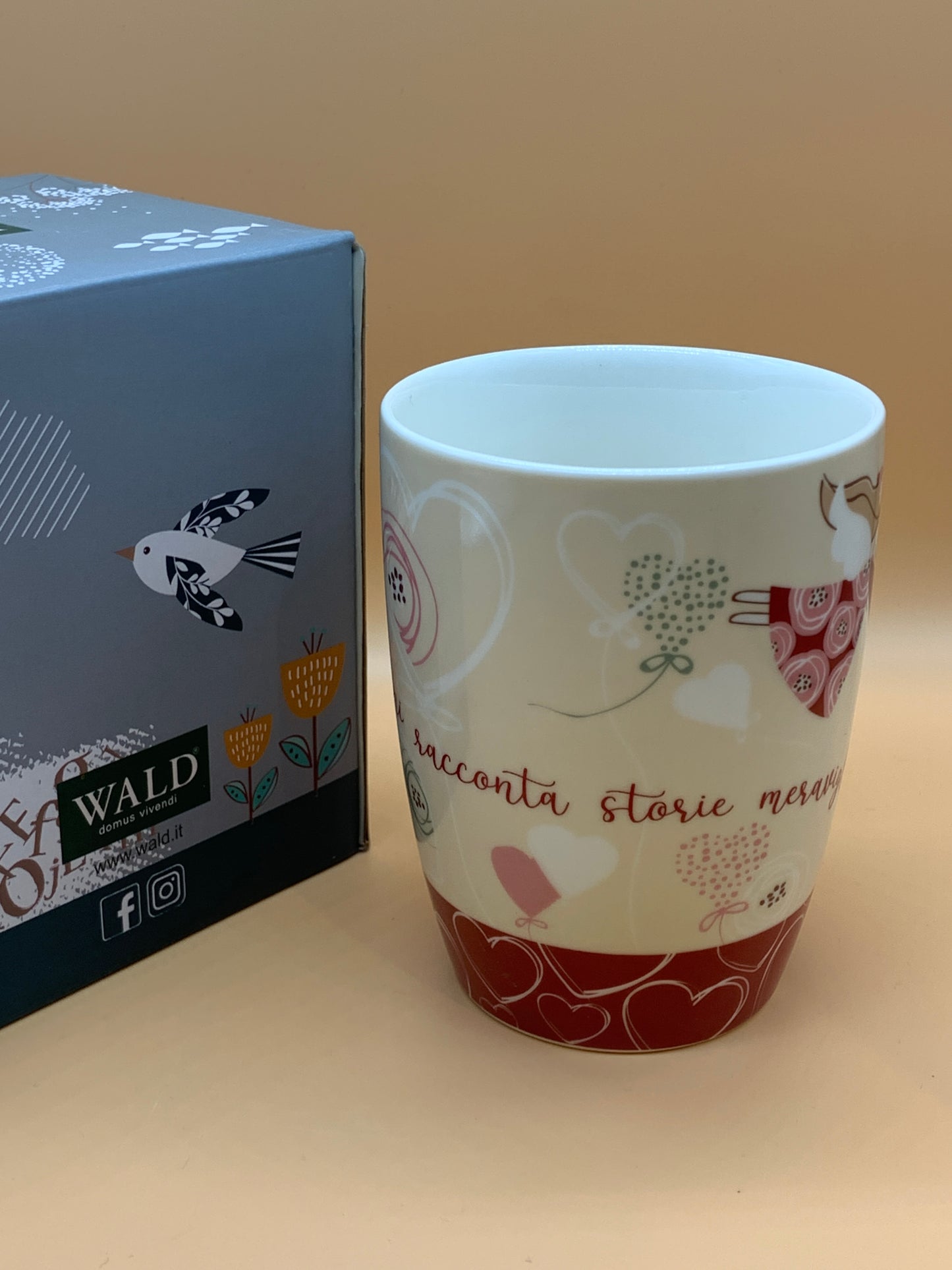 Tazza WALD in porcellana decoro Cuore col. Beige