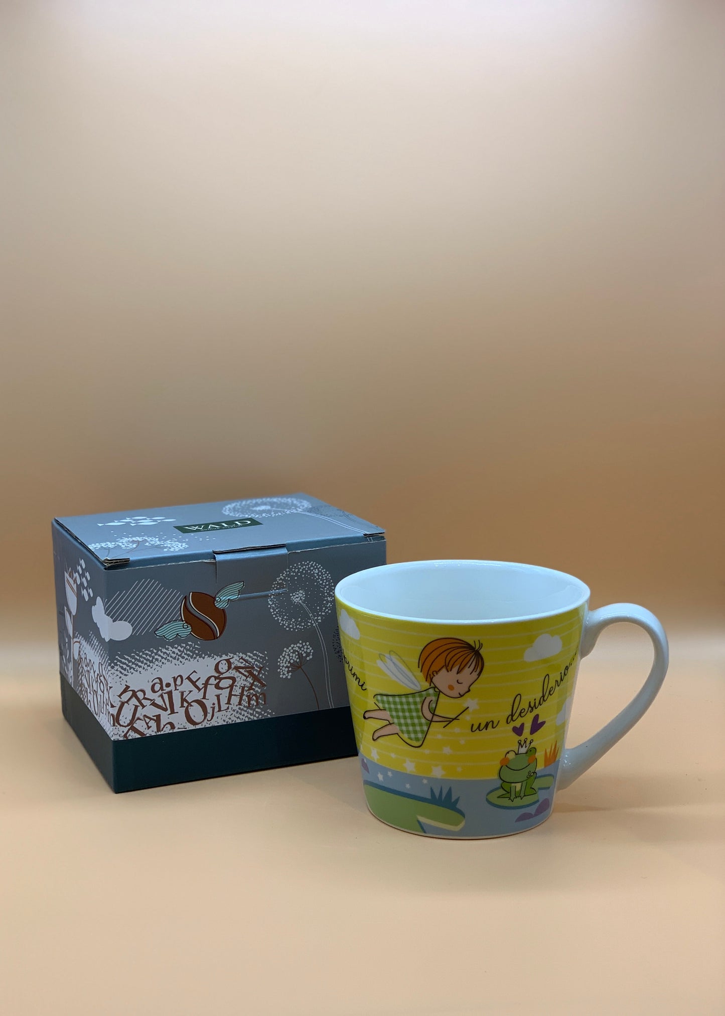 Tazza WALD in porcellana decoro Desiderio col. Giallo