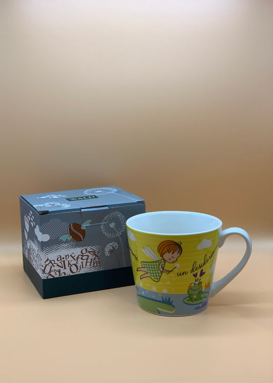 Tazza WALD in porcellana decoro Desiderio col. Giallo