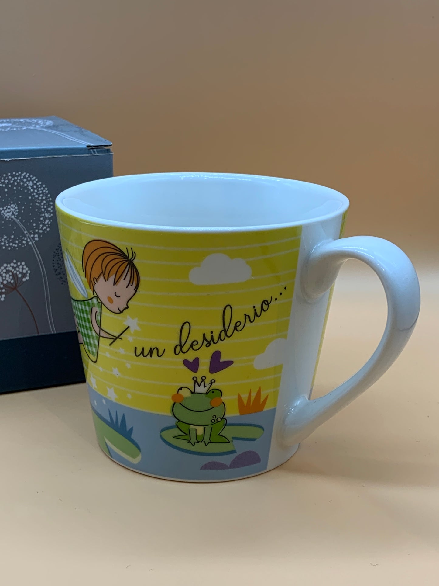 Tazza WALD in porcellana decoro Desiderio col. Giallo