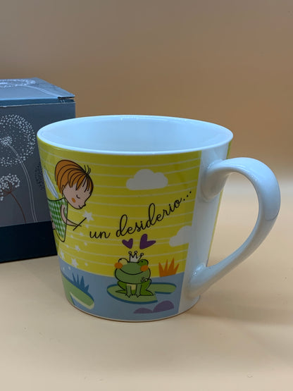 Tazza WALD in porcellana decoro Desiderio col. Giallo