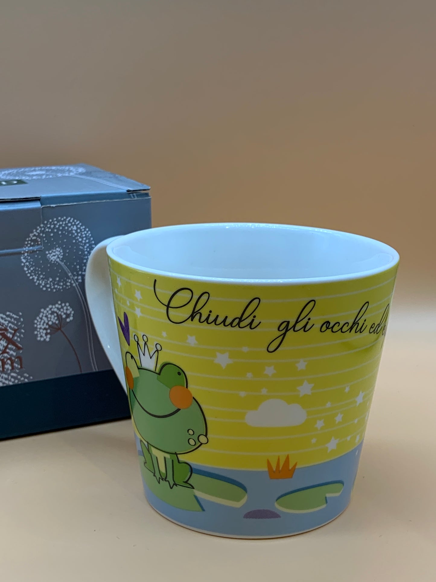 Tazza WALD in porcellana decoro Desiderio col. Giallo