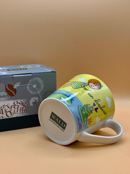 Tazza WALD in porcellana decoro Desiderio col. Giallo