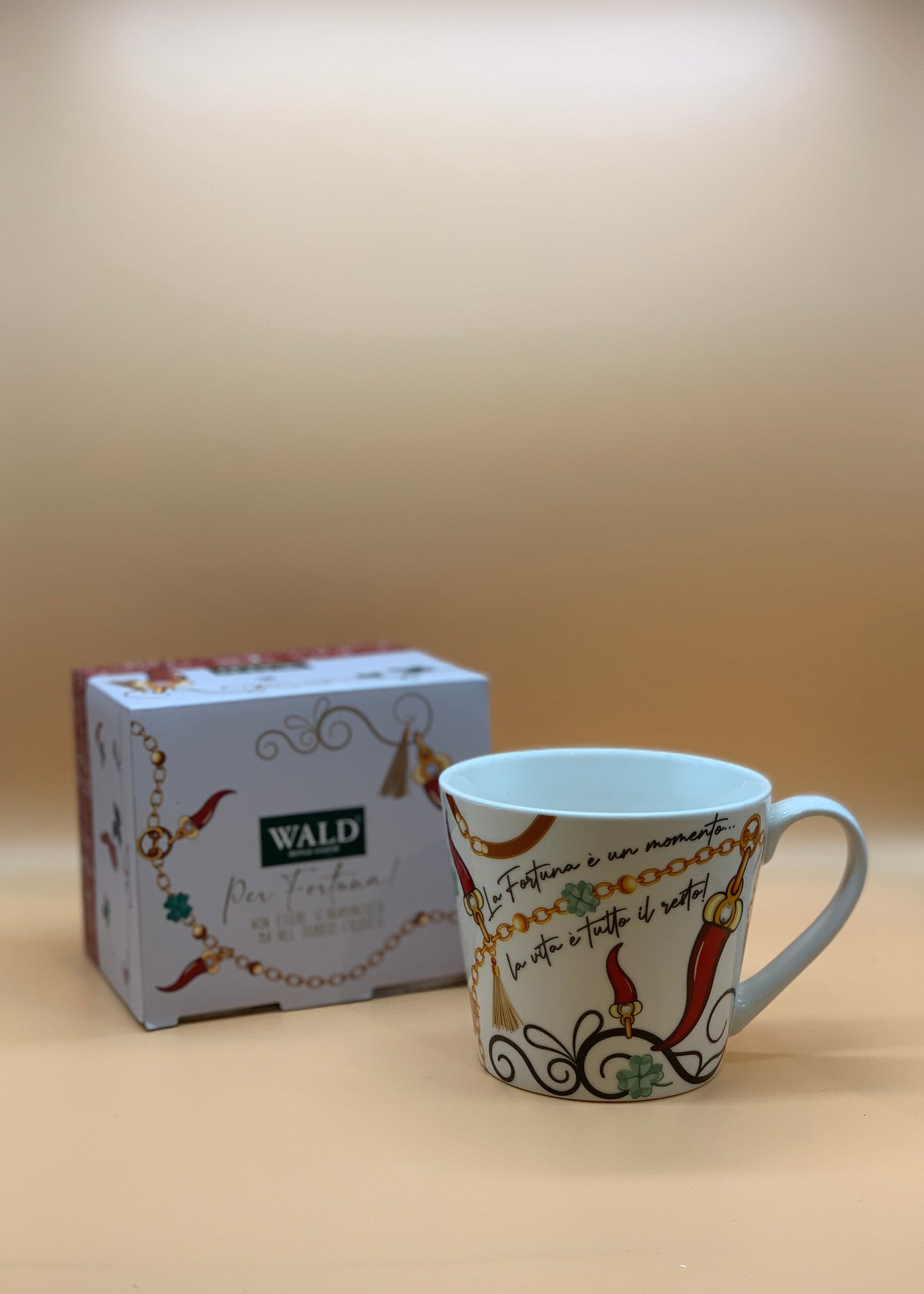 Tazza WALD in porcellana decoro Peperoncino fortuna col. Bianco