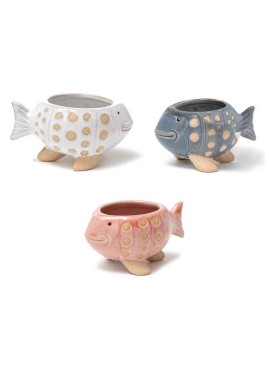 Bomboniera vaso portapiantina pesce bianco B6901